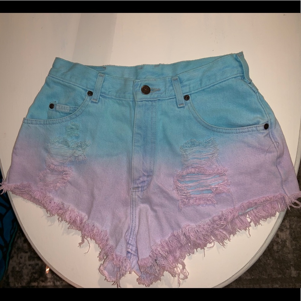 Custom dyed denim shorts